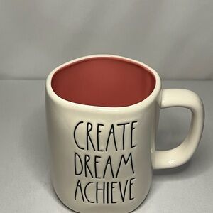 Rae Dunn Cream and Pink Mug - Create Dream Achieve